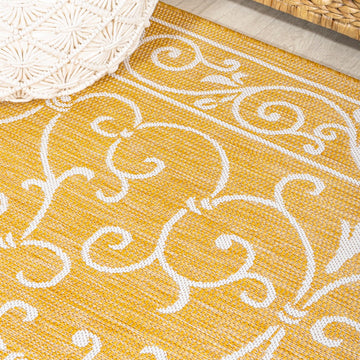 Charleston Vintage Filigree Textured Weave Indoor/outdoor Round Rug